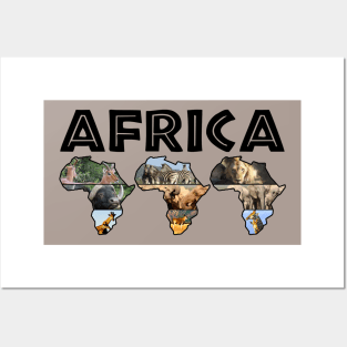 Africa Wildlife Collage Trio Posters and Art